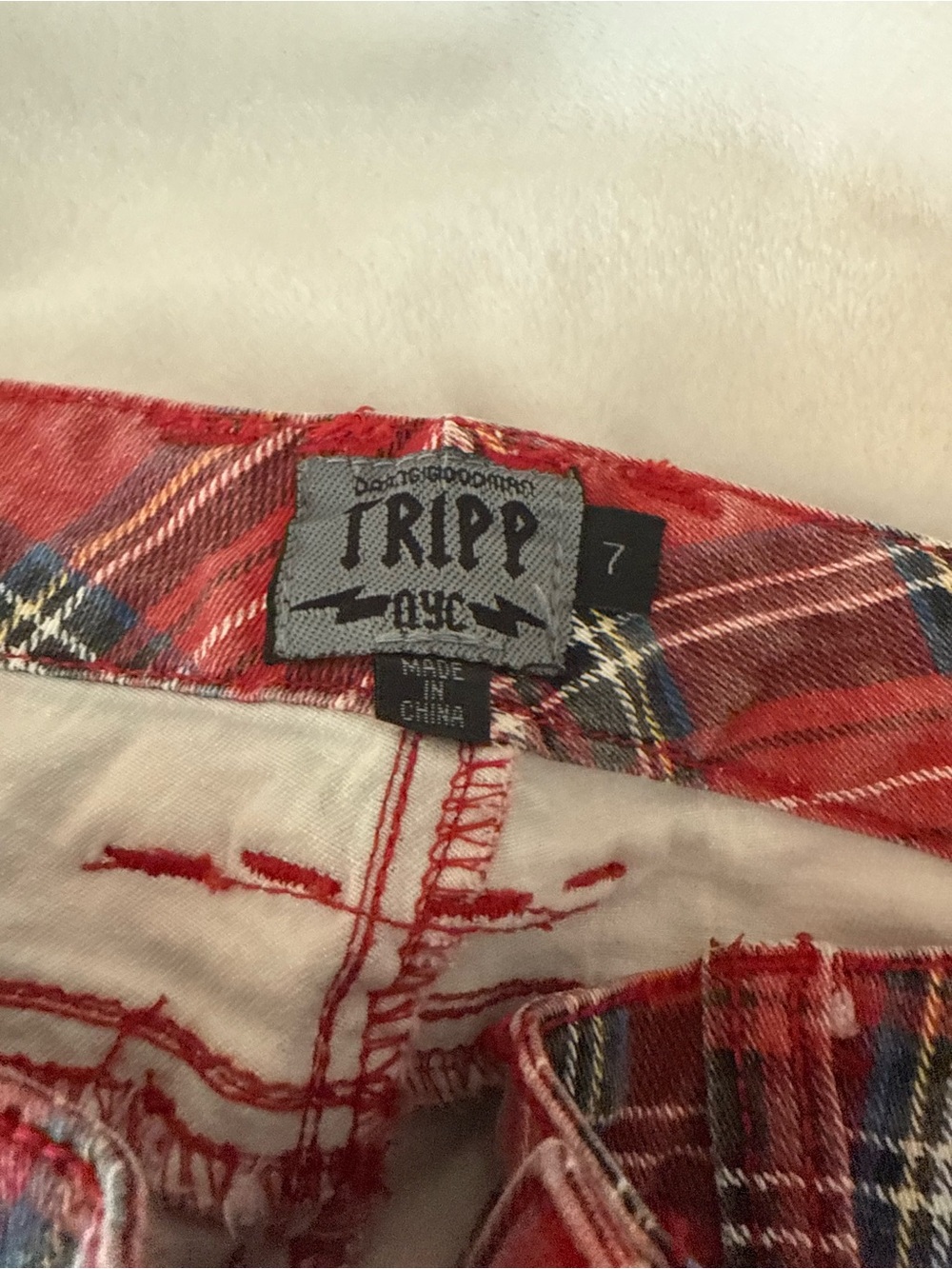Vintage Tripp NYC Red Plaid Skinny Pants - Picture 3 of 5